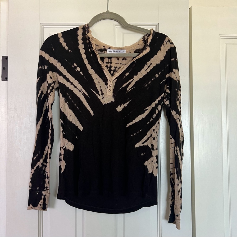Young Fabulous & Broke tie dye henley long sleeve top
